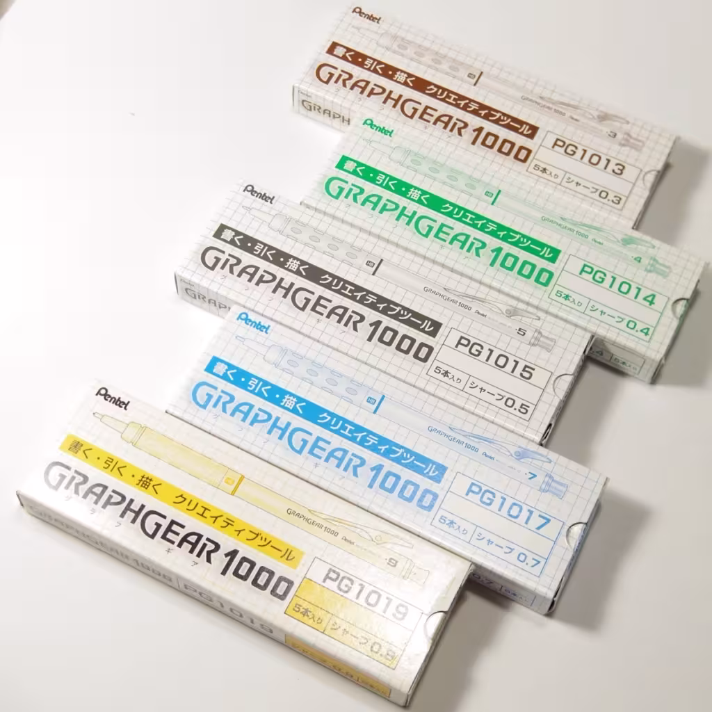 PENTEL GRAPHGEAR 1000 全系列五支裝外盒